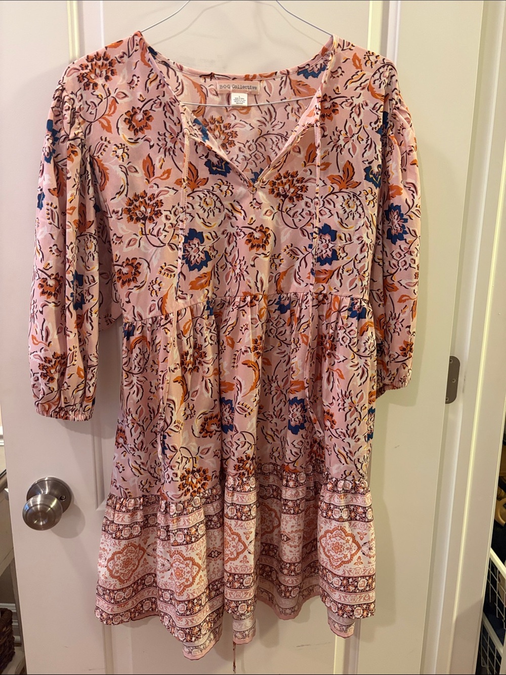 Boho Floral Pink Mini Dress